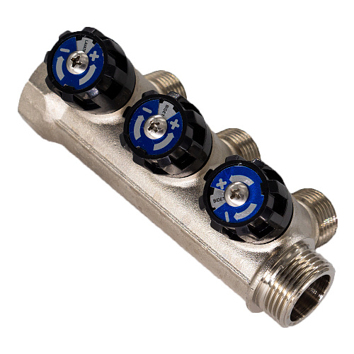 Коллектор 3 выхода вентиль н/р 1"х1/2" СТМ