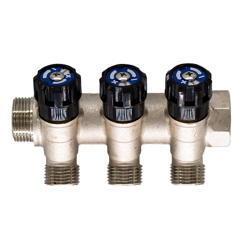 Коллектор 3 выхода вентиль н/р 1"х1/2" СТМ