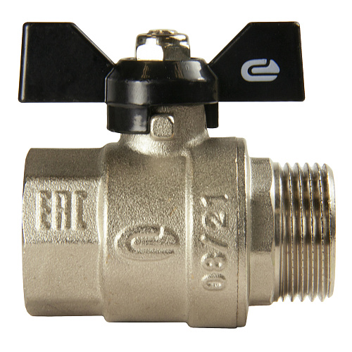 Кран шаровой для воды 1" г/ш бабочка, никель, ONDO Кран шаровой для воды 1" г/ш бабочка, никель, ONDO