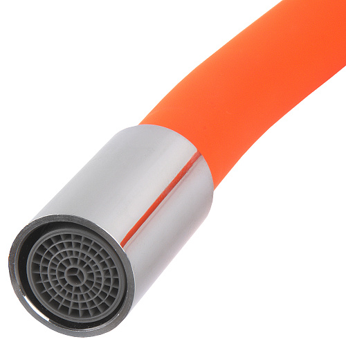 Смеситель FLOE FK234-GO для кухни, 40 мм, на гайке, с боковой ручкой, с гибким оранжевым изливом