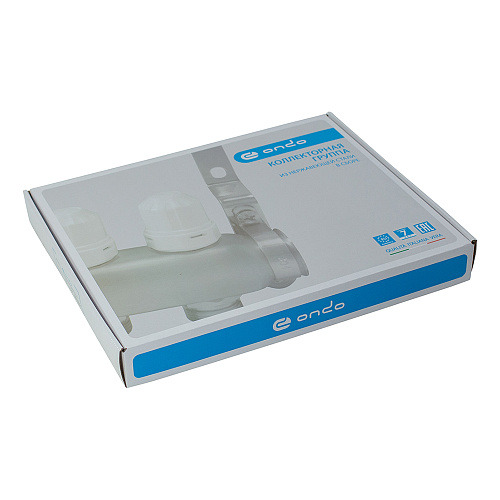 Коллекторная группа ONDO нерж сталь 5 вых. в сборе  с термостатическими и запорными клапанами Коллекторная группа ONDO нерж сталь 5 вых. в сборе  с термостатическими и запорными клапанами