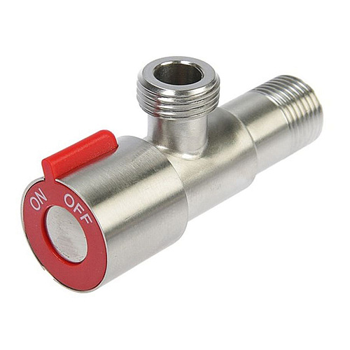 Кран для бытовых приборов угл. 1/2"х1/2" ш/ш с отражат. нерж. сталь СТМ