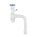 Сифон "Элит" с нерж.чашкой D 70мм,  отводом д/стир.машины и гофротрубой L800мм (1-1/2"- д.40/50)