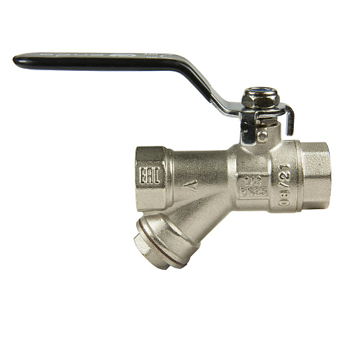 Кран шаровой 1/2" с фильтром рычаг, никель, ONDO
