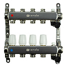 Коллекторная группа ONDO нерж сталь 4 вых. в сборе  с термостатическими и запорными клапанами