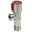 Кран д/быт. прибор. угл. 1/2"х1/2" ш/ш с отражат. нерж.сталь,  красный СТМ_3