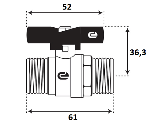 Кран шаровой для воды 1/2" ш/ш бабочка, никель, ONDO
