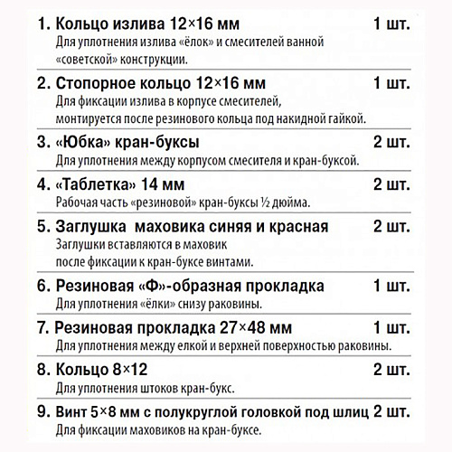 Набор прокладок для смесителя "Сантехник №6" СТМ Набор прокладок для смесителя "Сантехник №6" СТМ