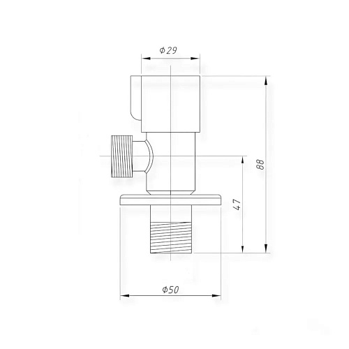 Кран для бытовых приборов угл. 1/2"х1/2" ш/ш с отражат. нерж. сталь СТМ