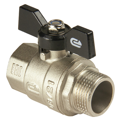 Кран шаровой для воды 1" г/ш бабочка, никель, ONDO Кран шаровой для воды 1" г/ш бабочка, никель, ONDO