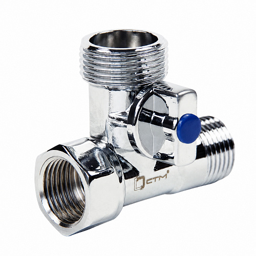 Кран шаровой для бытовых приборов 1/2"x3/4"x1/2" г/ш/ш  бабочка, хромированный СТМ