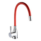 Смеситель FLOE FK234-DR для кухни,  40 мм,  на гайке,  с бок.штырьевой ручкой, с гибким красным изливом