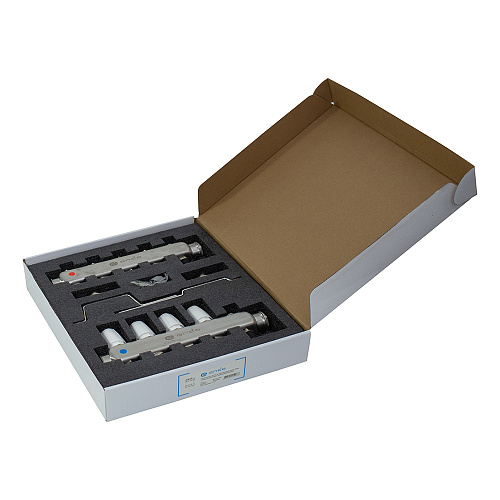 Коллекторная группа ONDO нерж сталь 4 вых. в сборе  с термостатическими и запорными клапанами