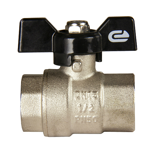 Кран шаровой для воды 1/2" г/г бабочка, никель, ONDO Кран шаровой для воды 1/2" г/г бабочка, никель, ONDO