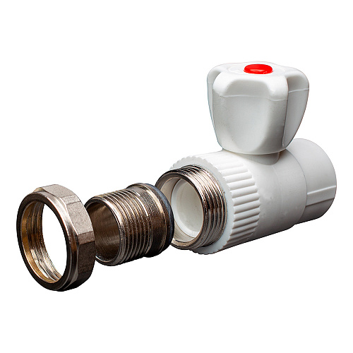 Кран шаровой PP-R для радиатора прямой DN 25х1/2" СТМ ПЛАСТ