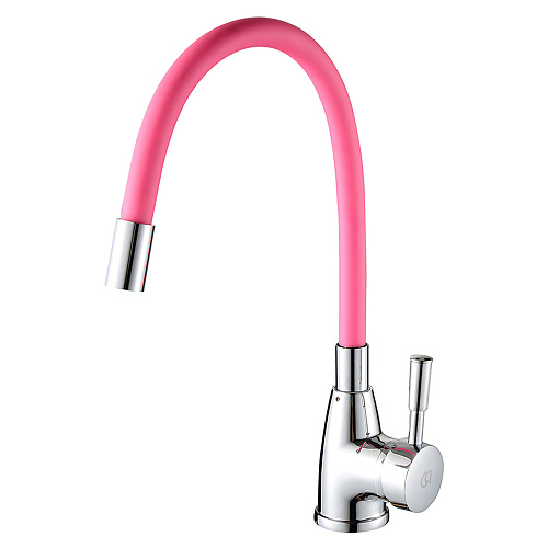 Смеситель ROEGEN RD014P для кухни, 40 мм, на гайке, с боковой ручкой, с гибким розовым изливом Смеситель ROEGEN RD014P для кухни, 40 мм, на гайке, с боковой ручкой, с гибким розовым изливом