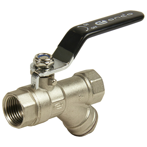 Кран шаровой 1/2" с фильтром рычаг, никель, ONDO