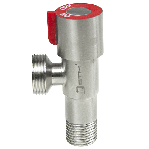 Кран для бытовых приборов угл. 1/2"х3/4" ш/ш с отражат. нерж. сталь СТМ