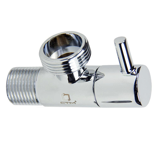 Кран д/быт. прибор. угл. 1/2"х3/4" ш/ш с отражат. ручка-шток, хром. СТМ