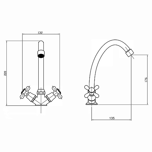 Смеситель ROEGEN RP021A для кухни, 1/2" м/к