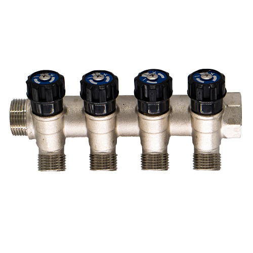 Коллектор 4 выхода вентиль н/р 1"х1/2" СТМ