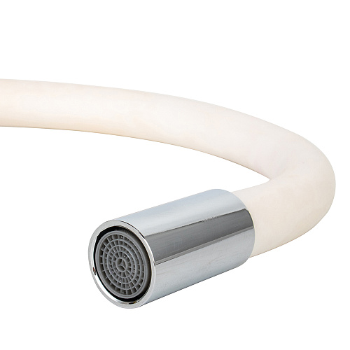 Смеситель ROEGEN RG014W для кухни, 40 мм, на гайке, с боковой металлической ручкой, с гибким белым