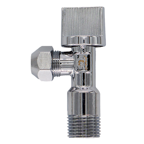 Кран шаровой угл. 1/2"х3/8" ш/ш с цангой и отражат. бабочка, хромированный СТМ