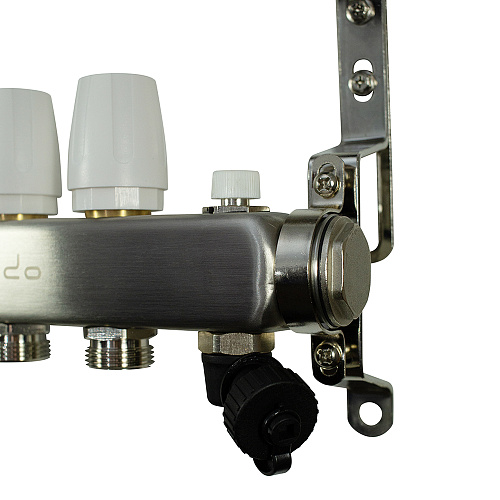 Коллекторная группа ONDO нерж сталь 12 вых. в сборе  с термостатическими и запорными клапанами Коллекторная группа ONDO нерж сталь 12 вых. в сборе  с термостатическими и запорными клапанами