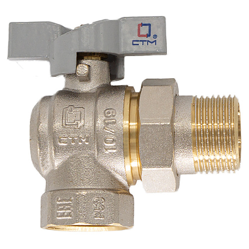 Кран шаровой для воды 1/2" с накидной гайкой угловой бабочка, СТМ СТАНДАРТ Кран шаровой для воды 1/2" с накидной гайкой угловой бабочка, СТМ СТАНДАРТ