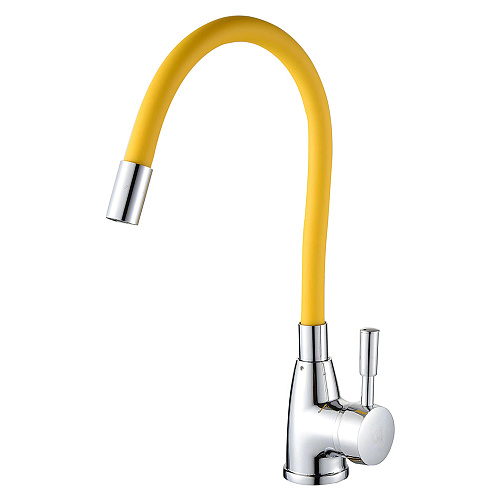 Смеситель ROEGEN RD014Y для кухни, 40 мм, на гайке, с боковой ручкой, с гибким желтым изливом