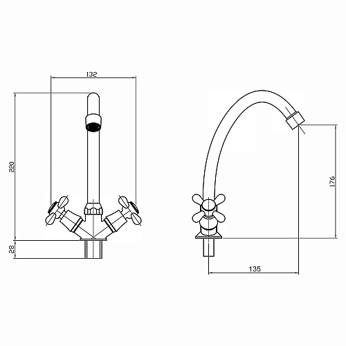 Смеситель ROEGEN RP023A для кухни, 1/2" м/к, на гайке