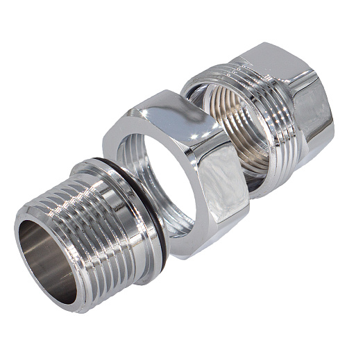 Соединение прямое г/ш 1" с накидной гайкой для п/с хромированное СТМ ТЕРМО