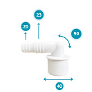 Переходник угол 90* для подключения сливного шланга стиральной или посудомоечной машины 20х23х40,  б_1