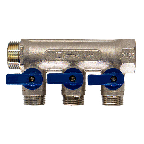 Коллектор 3 выхода шар.кран (наружная резьба) 3/4"х1/2" СТМ