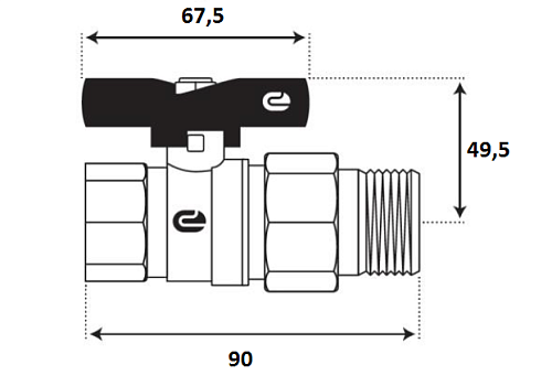 Кран шаровой для воды 1" с накидной гайкой бабочка, никель, ONDO