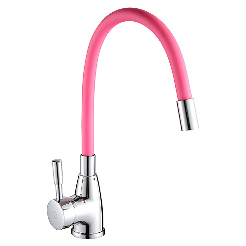 Смеситель ROEGEN RD014P для кухни, 40 мм, на гайке, с боковой ручкой, с гибким розовым изливом Смеситель ROEGEN RD014P для кухни, 40 мм, на гайке, с боковой ручкой, с гибким розовым изливом