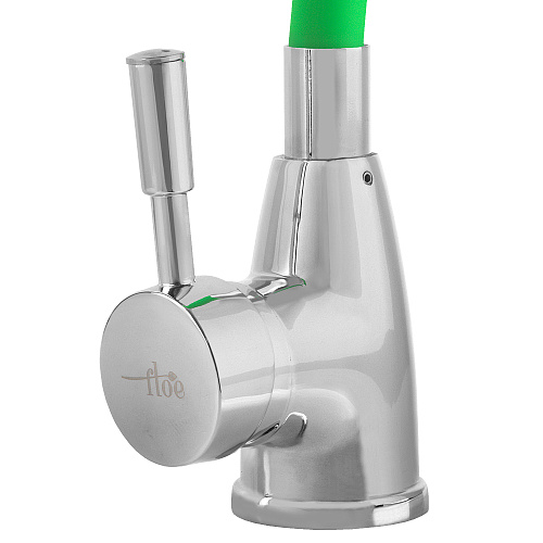 Смеситель FLOE FK234-DG для кухни, 40 мм, на гайке,с бок.штыревой ручкой,с гибким салатовым изливом