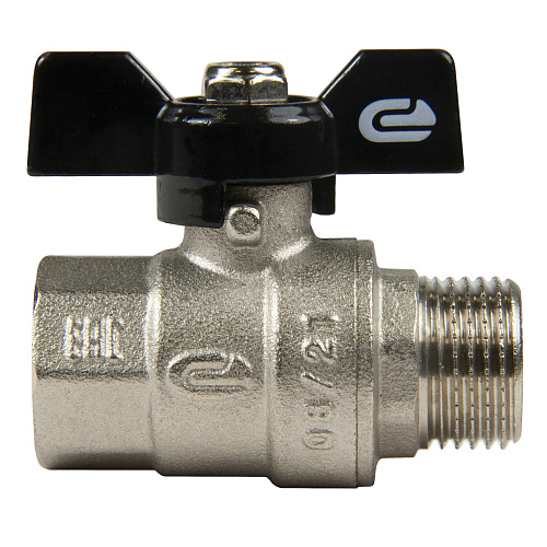 Кран шаровой для воды 1/2" г/ш бабочка, никель, ONDO Кран шаровой для воды 1/2" г/ш бабочка, никель, ONDO