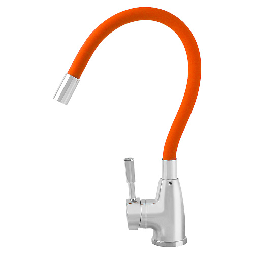Смеситель FLOE FK234-DO для кухни, 40 мм, на гайке,с бок.штыревой ручкой,с гибким оранжевым изливом