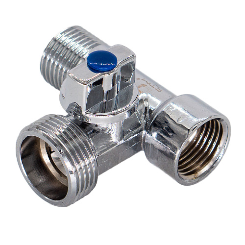 Кран шаровой для бытовых приборов 1/2"x3/4"x1/2" г/ш/ш  бабочка, хромированный СТМ