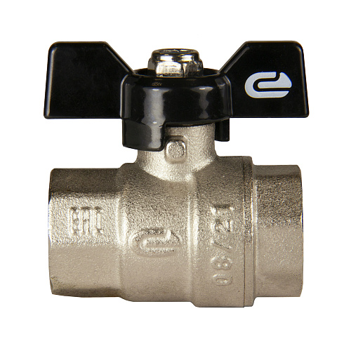 Кран шаровой для воды 3/4" г/г бабочка, никель, ONDO