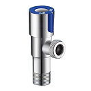 Кран д/быт. прибор. угл. 1/2"х3/4" ш/ш с отражат. нерж.сталь,  синий СТМ