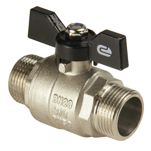 Кран шаровой для воды 3/4" ш/ш бабочка, никель, ONDO Кран шаровой для воды 3/4" ш/ш бабочка, никель, ONDO