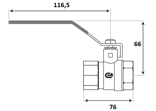 Кран шаровой для воды 1-1/4" г/г рычаг, никель, ONDO