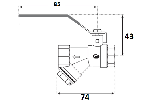 Кран шаровой 1/2" с фильтром рычаг, никель, ONDO