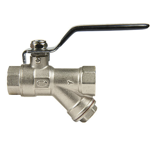 Кран шаровой 1/2" с фильтром рычаг, никель, ONDO