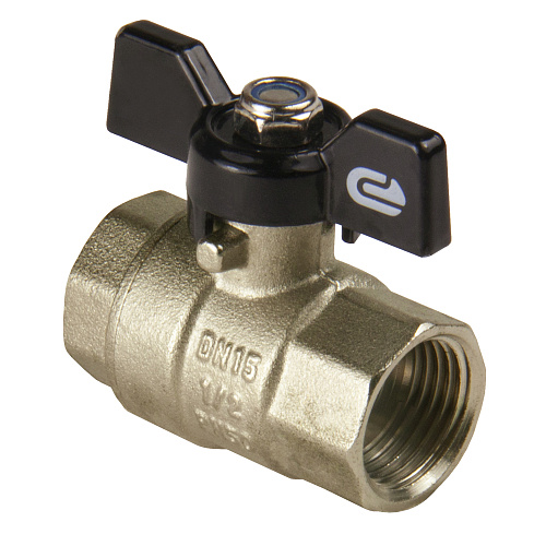 Кран шаровой для воды 1/2" г/г бабочка, никель, ONDO Кран шаровой для воды 1/2" г/г бабочка, никель, ONDO