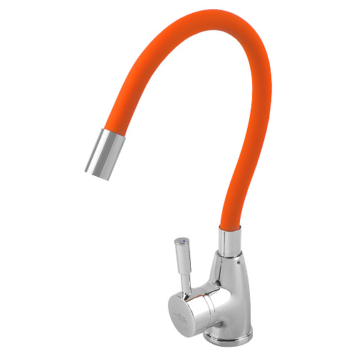 Смеситель FLOE FK234-DO для кухни, 40 мм, на гайке,с бок.штыревой ручкой,с гибким оранжевым изливом