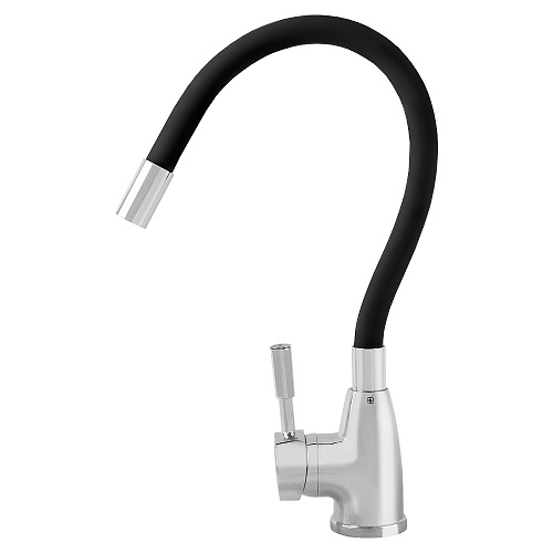 Смеситель FLOE FK234-DN для кухни, 40 мм, на гайке,с бок.штыревой ручкой,с гибким черным изливом