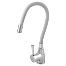 Смеситель FLOE FK234-DW для кухни,  40 мм,  на гайке, с бок.штыревой ручкой, с гибким белым изливом
